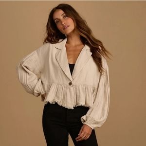 Free People Lyra Beige Tiered Bed Jacket